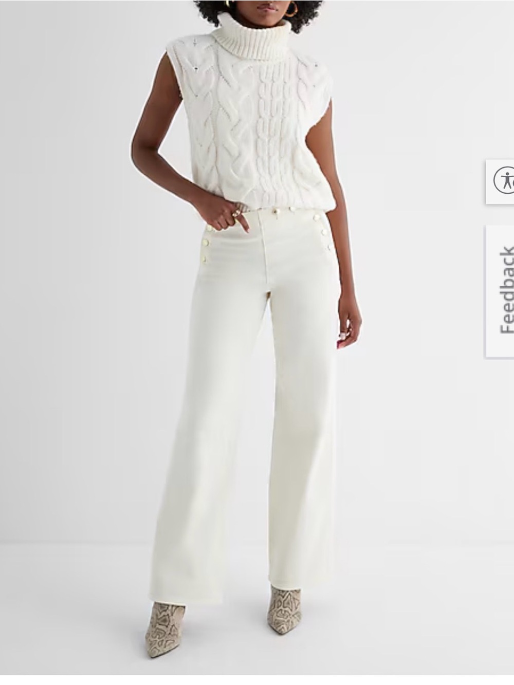 Express Ivory Wide Leg Flare Jeans
